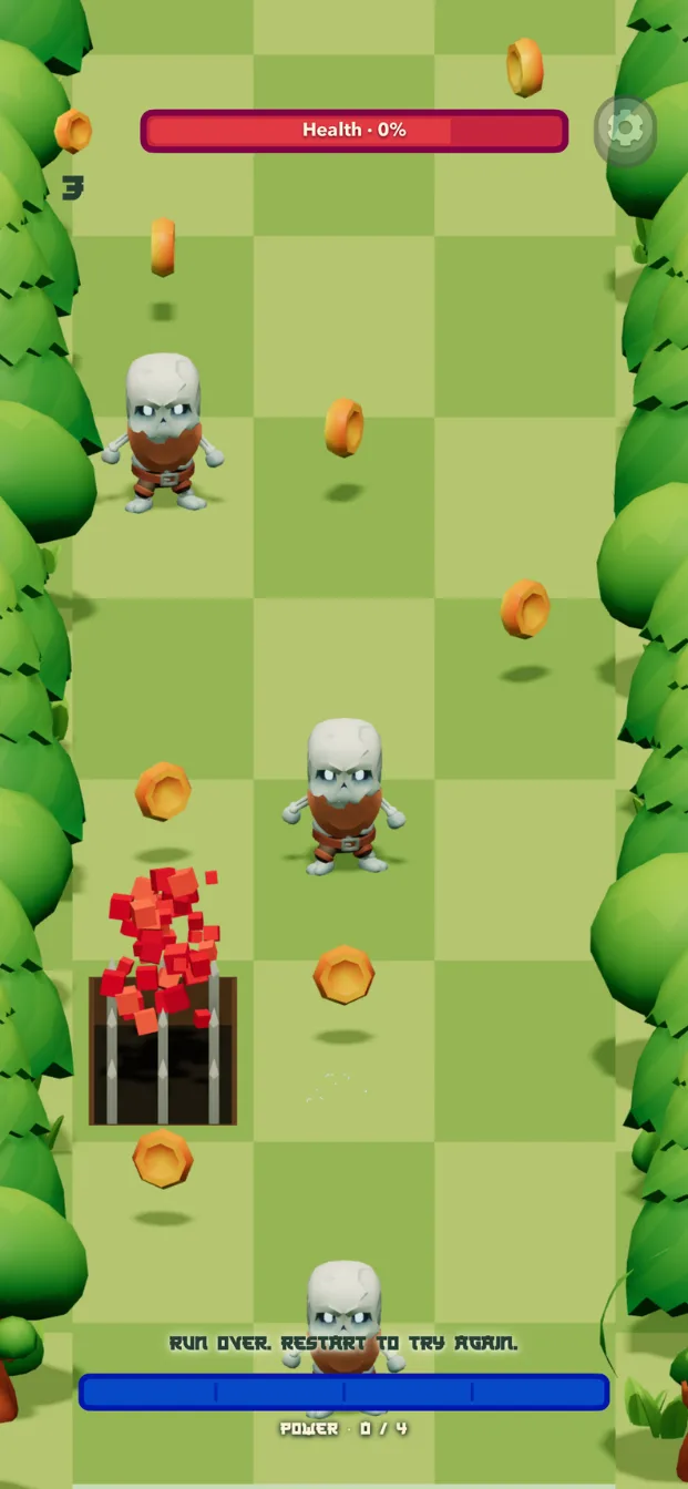 A run ending on a spike pit as the ninja bursts into red cubes